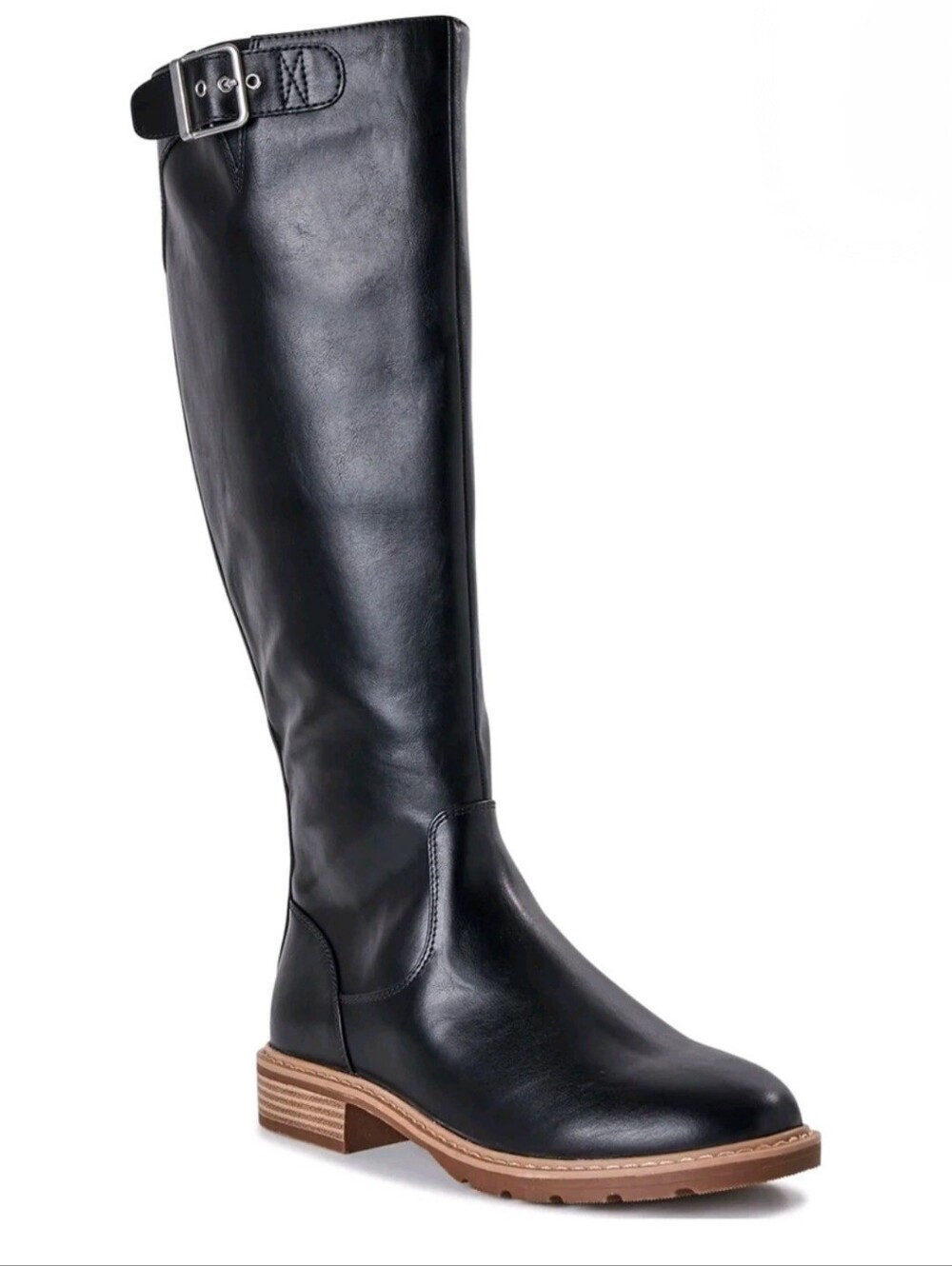 Time and Tru Tall Riding Boots Black Buckle Equestrian Knee High Size 10 NWOT - Picture 9 of 12